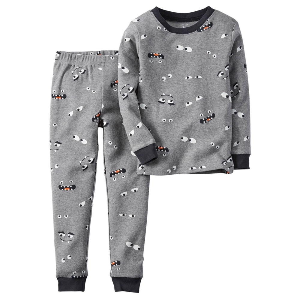 Carter’s Printed Pajamas 5T Holiday Pjs 5 Little Boy Girl Neutral Glow Jammies